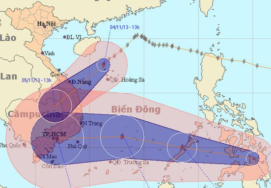  Dự báo đường đi của bão số 12 (trên) và áp thấp nhiệt đới (dưới). Nguồn: Nchmf