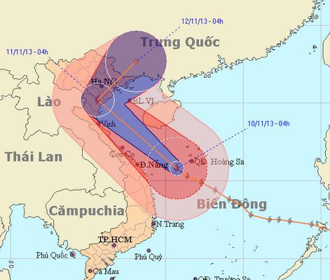 bão haiyan, bão hải yến, bão số 14, quét dọc trung trung bộ