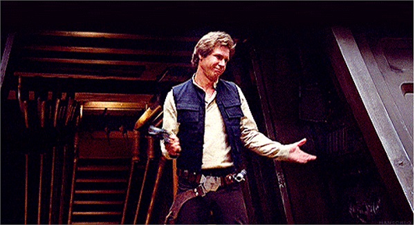 Diễn viên gạo cội Harrison Ford trong vai Han Solo của chuỗi phim hành động viễn tưởng Star wars.