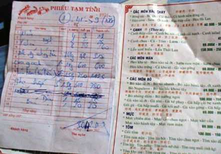 Một hoá đơn khách phản ánh là bị nhà hàng "chém đẹp"