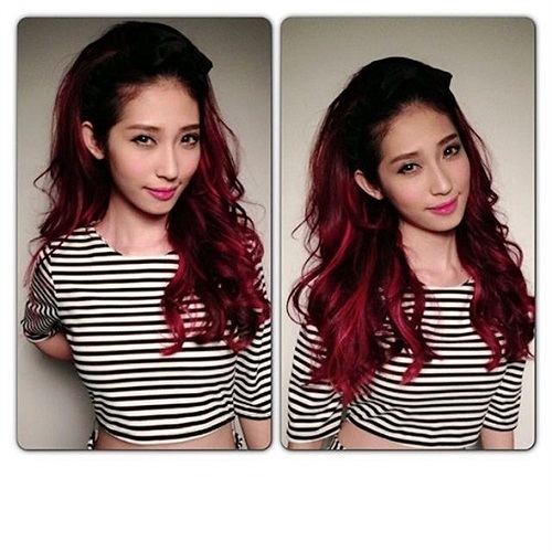 Khổng Tú Quỳnh khoe mái tóc đỏ rực.