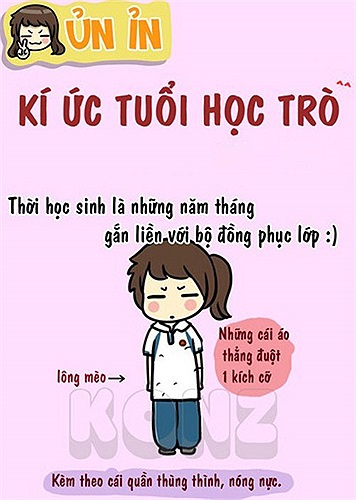 Đồng phục lớp là những cái áo dài, cùng kích cỡ kèm theo cái quần thùng thình, nóng nực.