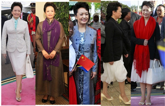 Trang phục của đệ nhất phu nhân Bành Lệ Viện do một hãng thời trang Trung Quốc thiết kế
