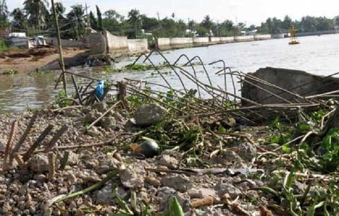 hiện trường, công trình 700 tỷ, bờ kè sông cần thơ, đổ sập