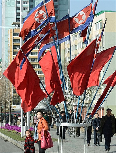 Đường phố Bình Nhưỡng rợp cờ và hoa chuẩn bị đón sinh nhật thứ 101 của cố chủ tịch Kim Nhật Thành