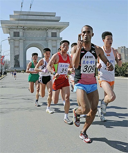Cuộc chạy đua marathon ở Bình Nhưỡng hôm 14/4 thu hút sự chú ý của dư luận thế giới