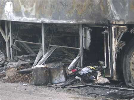 xe khách giường nằm, bốc cháy, hỏa hoạn, gầm máy