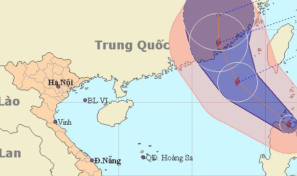 áp thấp, bão cimaron, biển đông, áp sát, bản đồ đường đi