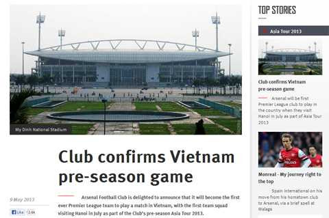 Arsenal sang Việt Nam