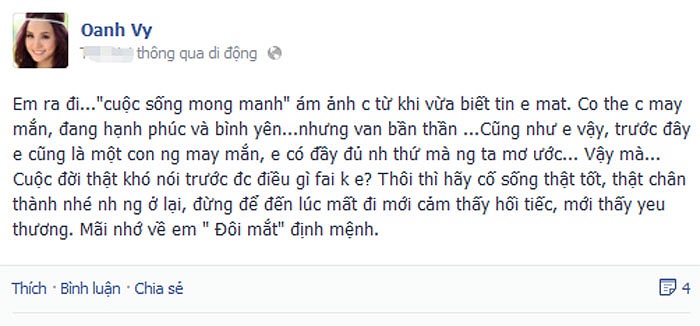Vy Oanh cũng sẽ nhớ mãi 'Đôi mắt' định mệnh hôm nào.