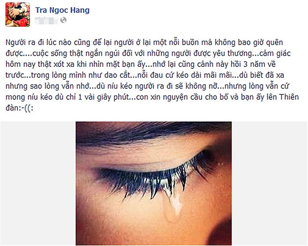 Trà Ngọc Hằng: người ra đi để lại những nỗi buồn không thể nào quên được.