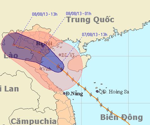 bão số 6, bạch long vĩ, thanh hóa, vịnh bắc bộ, bản đồ đường đi của bão