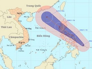 Hướng đi của cơn bão. (Ảnh: nchmf)