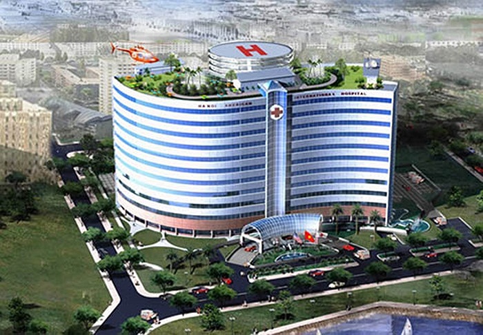 Bệnh viện '5 sao' Quốc tế Hoa Kỳ - Hà Nội do công ty quản lý phát triển Đá Đỉnh Vòm Việt Nam (Keystone Viet Nam., Ltd) đầu tư. Dự án được cấp phép đầu tư từ năm 1997, tọa lạc tại địa chỉ số 1 Chùa Hà (quận Cầu Giấy, Hà Nội).