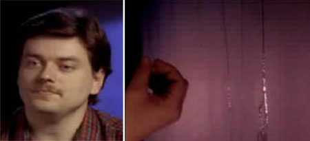 Donald Decker và những giọt nước trên tường nhà anh ta sau cơn mưa tự tạo.