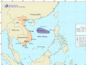biển Đông, vùng áp thấp, mạnh lên, áp thấp nhiệt đới