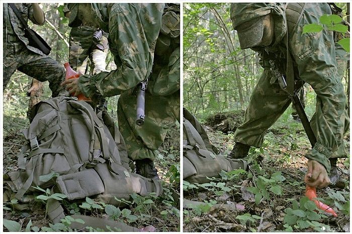 Họ sẽ ném vào cửa kính xe đối phương nhằm cản trở tầm nhìn của lái xe và tấn công, trong thực tế, các bao cao su chứa nước màu sẽ được thay bằng đạn màu