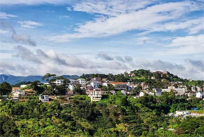 Nằm trên một ngọn đồi thoai thoải, tòa biệt thự có hướng nhìn tuyệt đẹp ra những rặng núi và đồi thông xung quanh. Theo vợ chồng bà Tâm, phong cảnh xung quanh là một trong những điểm hấp dẫn nhất của biệt thự này. 