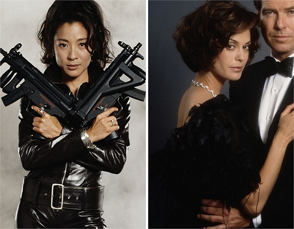 Tomorrow Never Dies: Wai Lin (Michelle Yeoh đóng) và Paris Carver (Teri Hatcher đóng) gây ấn tượng với hai vẻ đẹp Á - Âu đối lập.