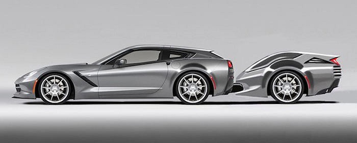 Chevrolet đưa ra mẫu Corvette Callaway AeroWagonette để giúp các gia đình đông đúc di chuyển dễ dàng. Xe có thiết kế đặc biệt với một khoang thêm phía sau kết nối với xe theo kiểu tàu hỏa. 