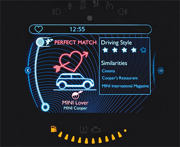 Thương hiệu xe Mini ra mắt hệ thống mang tên Connect Us giúp các cặp đôi kết nối, làm quen và hẹn hò với nhau dễ dàng hơn. Hệ thống được trang bị trên xe này sẽ cho phép bạn tìm kiếm người có cùng sở thích và cung cấp các địa điểm hẹn hò như quầy bar