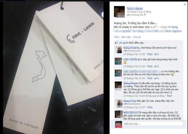 Chic-land ghi hàng Việt nhưng quên Hoàng Sa, Trường Sa
