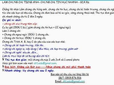  Người mua cần chứng chỉ gì cũng có.