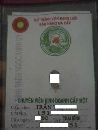 thẻ chuyên viên kinh doanh đa cấp của Thiên Ngọc Minh Uy vtc 