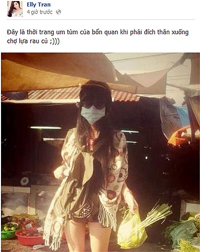 Thời trang ra chợ mua rau, củ, quả của Elly Trần.