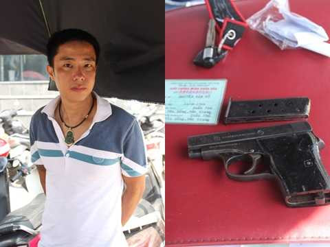 Thanh niên mang súng K54 đi 'thanh toán' giữa Hà Nội