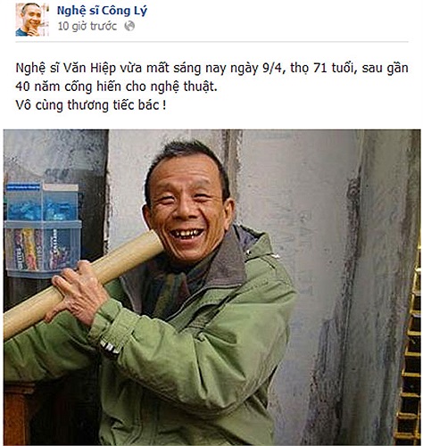 Nghệ sĩ Công Lý vô cùng thương tiếc bác Văn Hiệp.