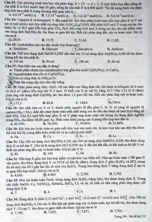 Đề thi Hóa học 2013