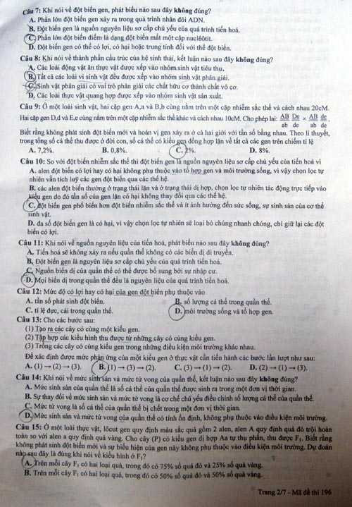 đề sinh học 2013