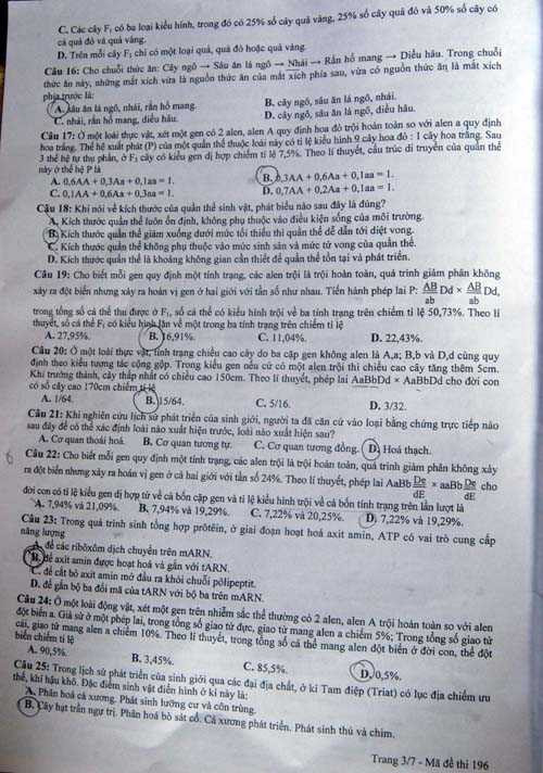 đề sinh học 2013