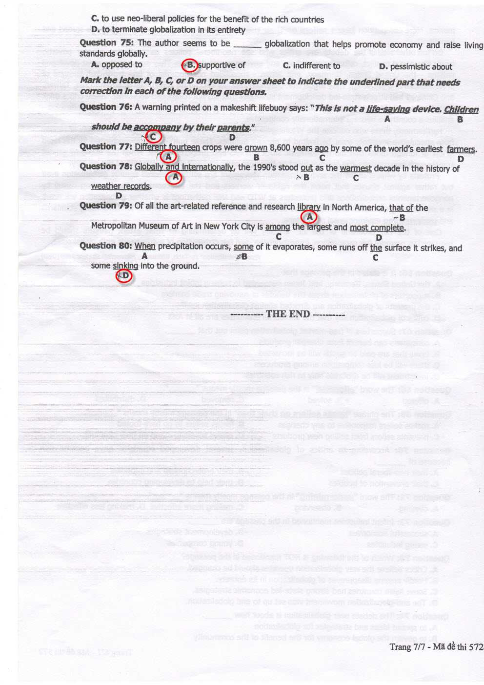 đáp án Tiếng Anh 2013