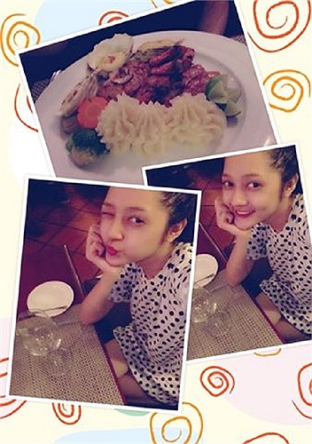 Bảo Anh cute cả khi ăn uống.