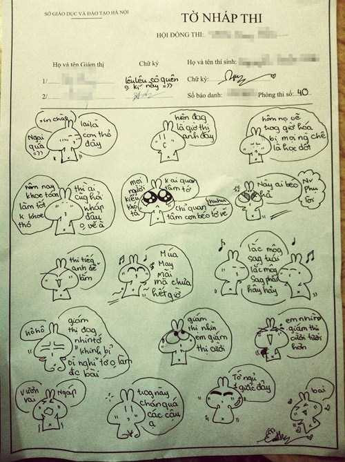 Hình ảnh vẽ trong tờ giấy nháp sau kỳ thi tốt nghiệp THPT.