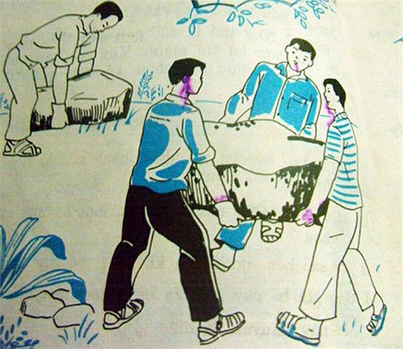 Hòn đá to, hòn đá nặng..., hình ảnh minh họa cho bài thơ của Bác trong SGK Tiếng Việt lớp 3.