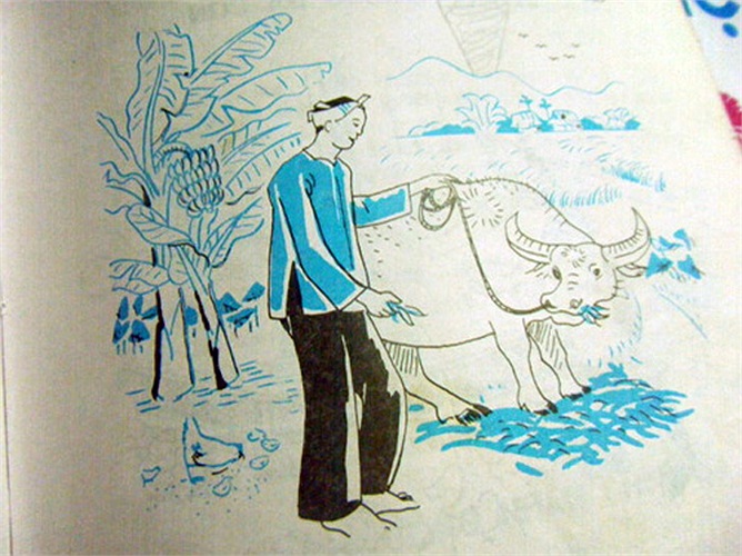 Ảnh minh họa cho câu ca dao 'vỡ lòng' của học trò 8x: 'Trâu ơi ta bảo trâu này/ Trâu ra ngoài ruộng trâu cày với ta'.