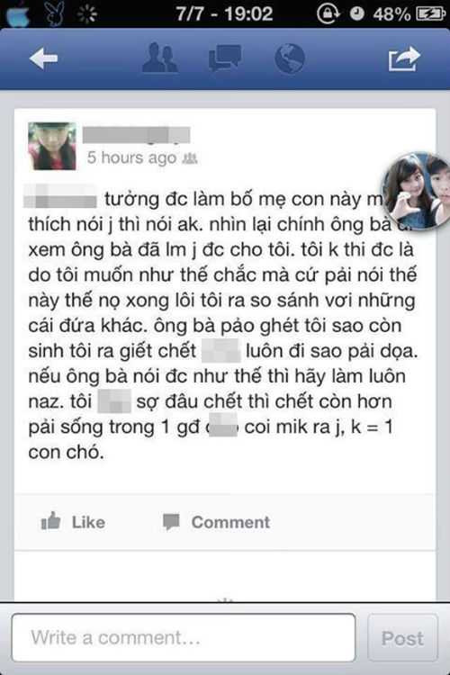 Thậm chí lăng mạ bố mẹ.