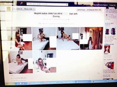Hình ảnh các gái mại dâm được giới thiệu trên facebook .