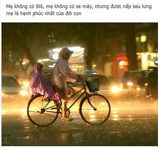 Hạnh phúc khi có mẹ chở che. Hình ảnh này vừa chia sẻ trên mạng xã hội đã thu hút gần 9.000 lượt like (thích).