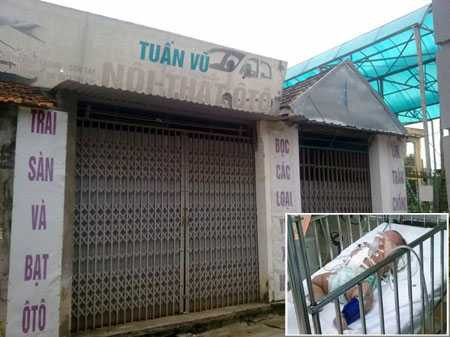 Nhà của vợ chồng anh Vũ và chị Hòa, nơi xảy ra vụ việc cháu T. (ảnh nhỏ) bị đâm lồi ruột.