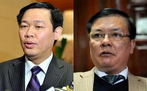 Ông Vương Đình Huệ (trái) và ông Đinh Tiến Dũng.