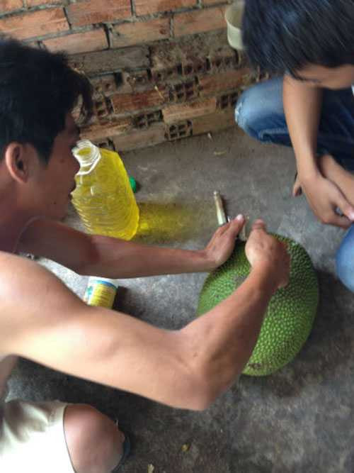 Tiêm hóa chất là khâu quan trọng của quá trình "chế biến" mít.