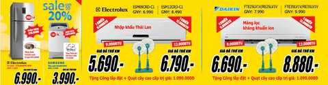 Mua điện máy giảm giá xả hàng - trả trước 0 đồng