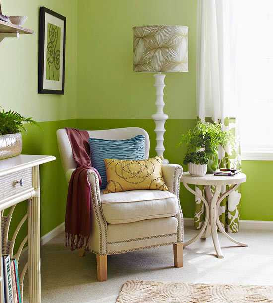 Mùa hè dịu mát với phòng ngủ gam màu xanh lá cây