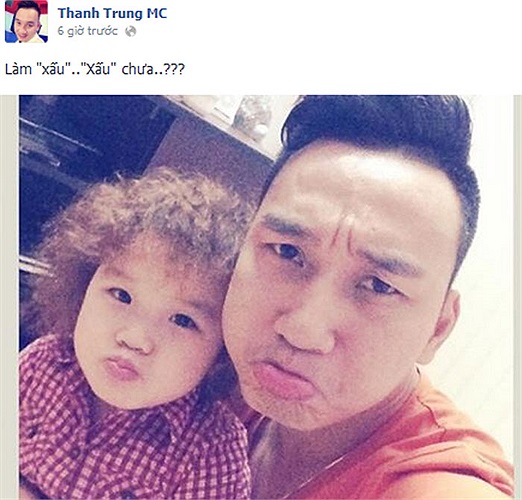 MC Thành Trung dậy con gái làm mặt xấu.
