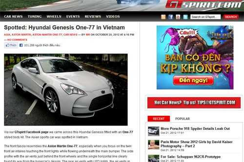 Hình ảnh mẫu xe độ theo phong cách Aston Martin One-77 trên GTSpirit.