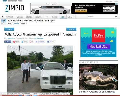 Hình ảnh xe Rolls-Royce Phantom tự chế trên báo nước ngoài.